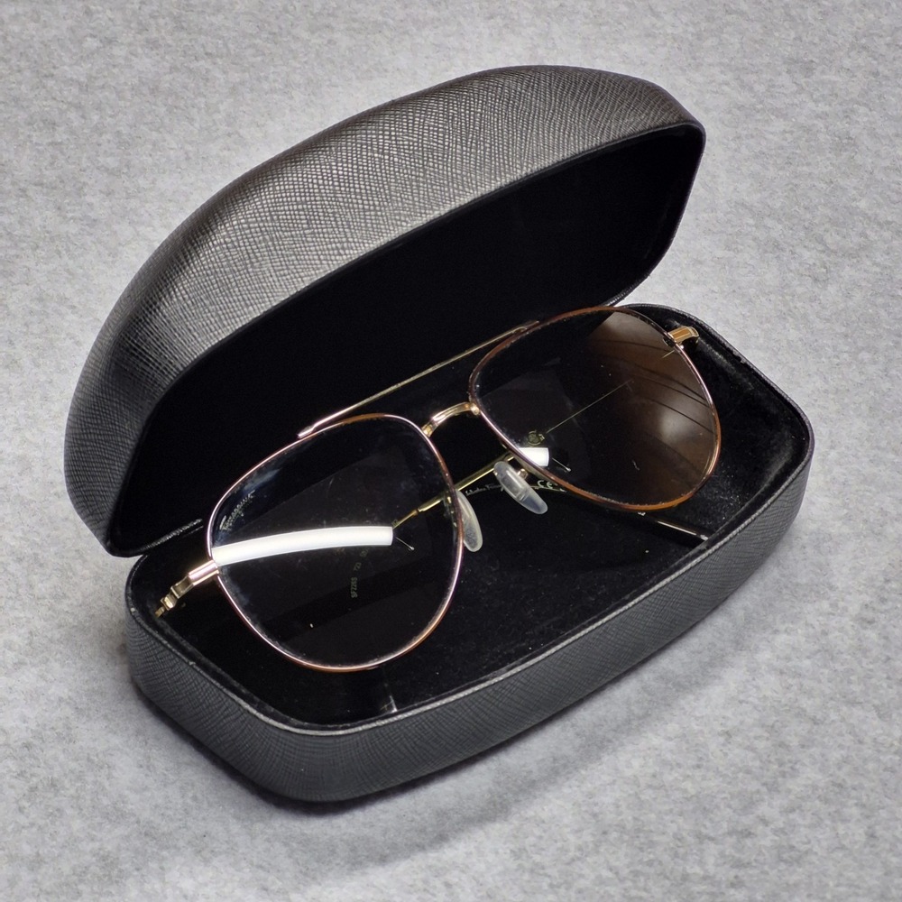 Salvatore Ferragamo Aviator Sunglasses Mens SF201S Gunmetal Brown Gradient Italy